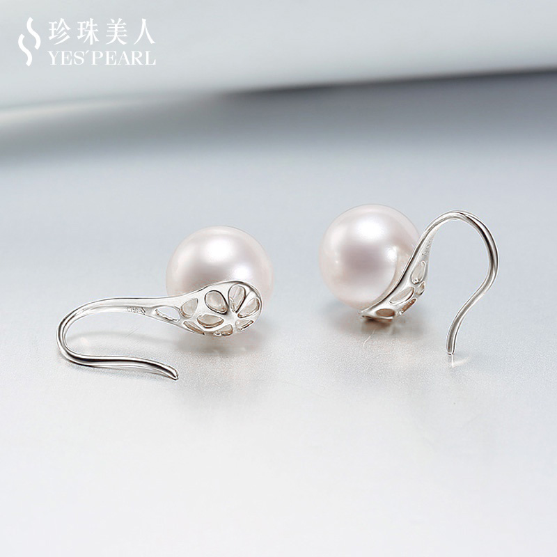 S925银~白色Akoya海水珍珠耳环【高跟】