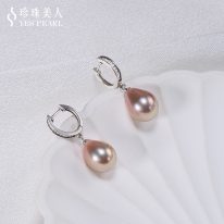 S925银 紫色淡水珍珠耳环【炫华】