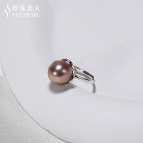 S925银 紫色淡水珍珠戒指【睡美莲】