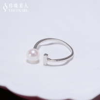 S925银 白色Akoya海水珍珠戒指【无可T代】