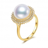 18K金钻石~白色南洋珍珠戒指【幸福阳光】