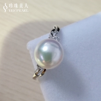 18K金~白色Akoya海水珍珠戒指【自然之翼】